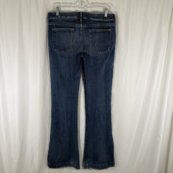 7 for all Mankind Flared Jeans Women's 29 Dark Wash Denim Low Rise Cotton Blend - Picture 11 of 15